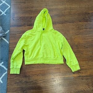 Electric Yoga French Terry Cropped Hoodie in Lime